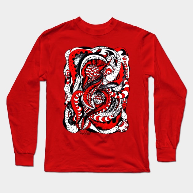 Red Wave Of Thoughts Long Sleeve T-Shirt by kenallouis